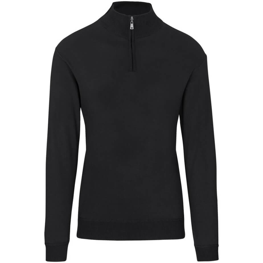 Mens 1-4 Zip Quantum Low Pill Jersey Black Front